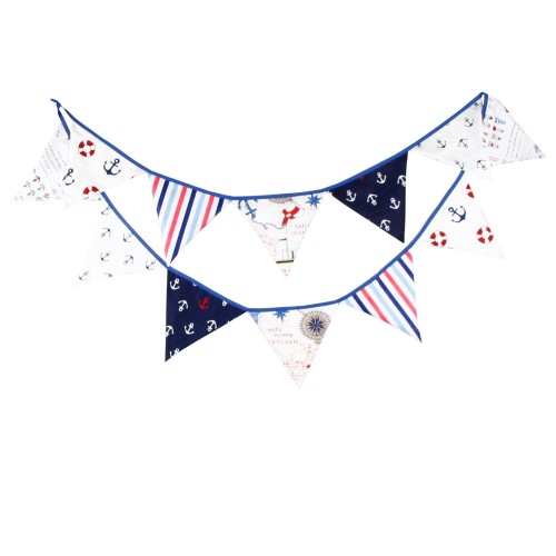 OEM - 3.2m 12flags Fabric Bunting Party Decoration Blue