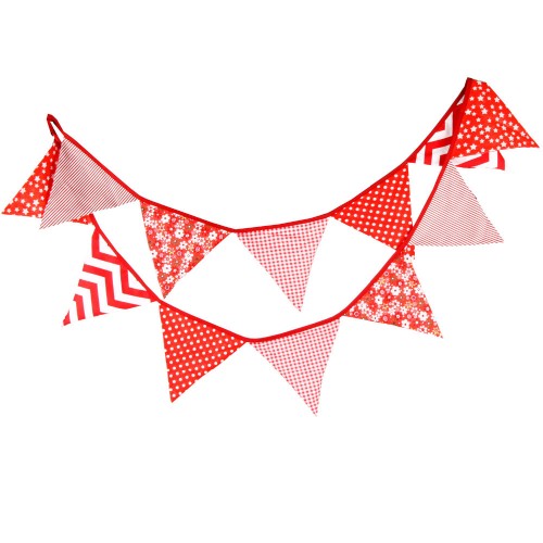 OEM - 3.2m 12flags Fabric Bunting Party Decoration Red