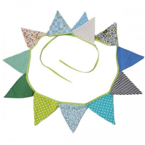 TN - Colorful Fabric Flags Pennant Party Decoration Banner Home Supplies Events Wedding Blue Green