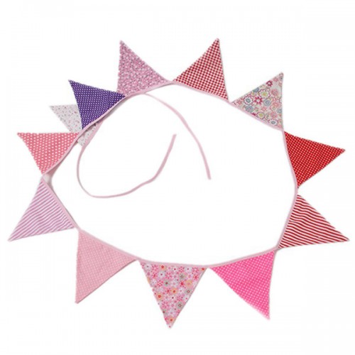 TN - Colorful Fabric Flags Pennant Party Decoration Banner Home Supplies Events Wedding Pink