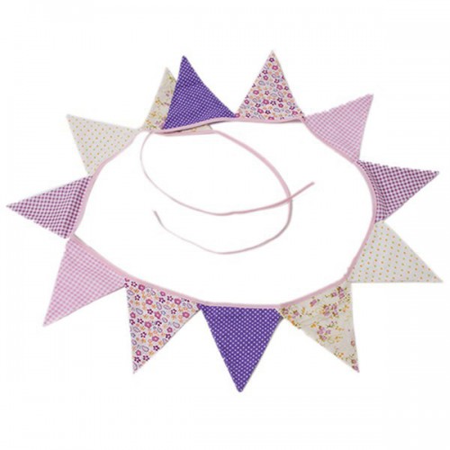 TN - Colorful Fabric Flags Pennant Party Decoration Banner Home Supplies Events Wedding Purple