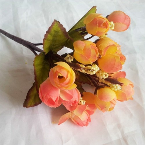 OURLOVE - Mini Rose Artificial Decorative Flowers Wreaths Wedding Party Decoration Christmas Gift White Orange