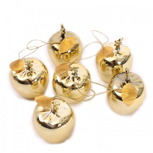 VAKIND - 12 Pcs Golden Apples Christmas Tree Decorations Party Events Fruit Pendant  Hanging Ornament
