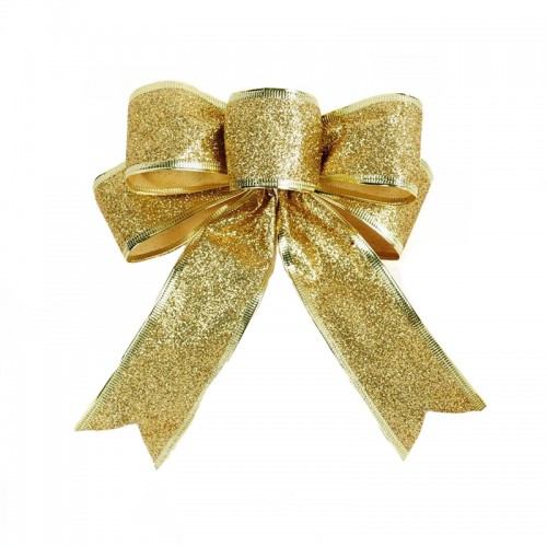 WISHMADE - Bow Shape Flannel Christmas Decoration Xmas Tree Hanging Ornaments Festival Gold