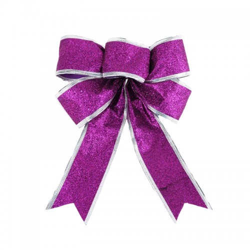 WISHMADE - Bow Shape Flannel Christmas Decoration Xmas Tree Hanging Ornaments Festival Purple