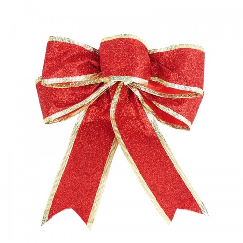 WISHMADE - Bow Shape Flannel Christmas Decoration Xmas Tree Hanging Ornaments Festival Red