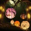 WISHMADE - Halloween Led Paper Pumpkin Ghost Hanging Lantern Light Holiday Party Decor Purple