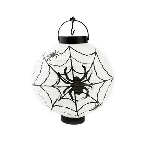 WISHMADE - Halloween Led Paper Pumpkin Ghost Hanging Lantern Light Holiday Party Decor White