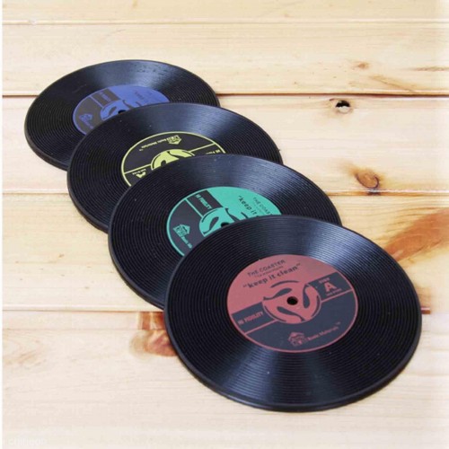 JANECRAFTS - 1 Pc Retro Cd Coasters Album Vinyl Cup Mat Record Tableware Bar Drinks Mats