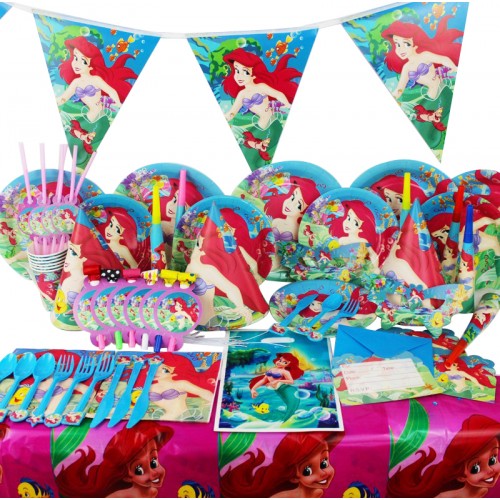 OEM - 78 Pcs Kids Birthday Party Decoration Set Mermaid Ariel Theme