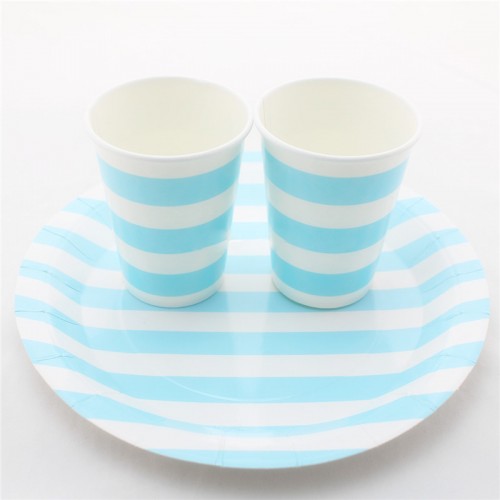 DODO - Designs Party Tableware Set Kid Birthday Party Suplies Party Paper Plates And Paper Cups For People Use Blue Stripe