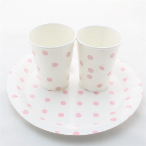 DODO - Designs Party Tableware Set Kid Birthday Party Suplies Party Paper Plates And Paper Cups For People Use Pink Dot