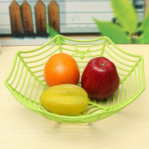 LAIMI - Plastic Spider Web Net Plate Fruits Candy Basket Bowl Halloween Party Decor Green