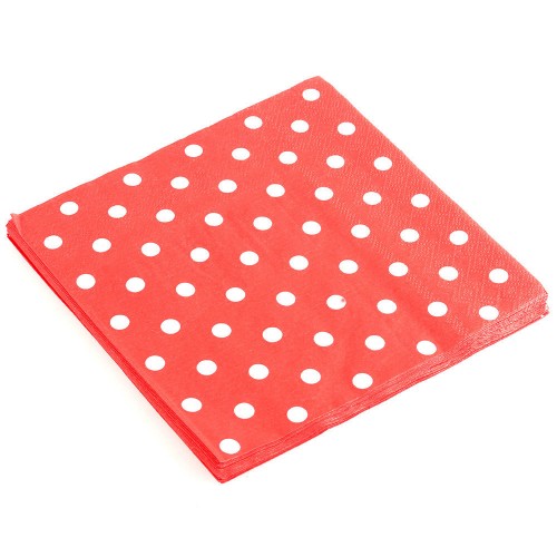 AURELIA - 20 Pcs Red Polka Dot Paper Napkins Tableware Serviettes Dinner Napery Xmas Party