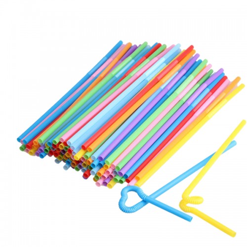 DODO - 100 Pcs Flexible Plastic Bendy Mixed Colours Party Disposable Drinking Straws