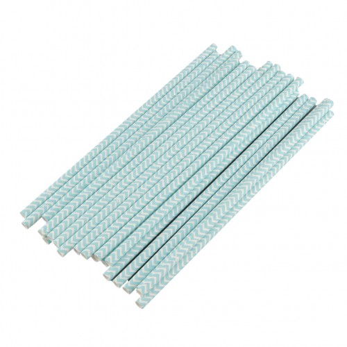 OEM - 25 Pcs Chevron Striped Paper Drinking Straws For Wedding Birthday Bar Blue