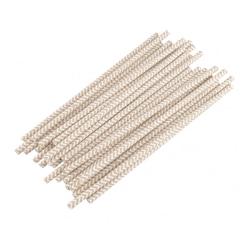 OEM - 25 Pcs Chevron Striped Paper Drinking Straws For Wedding Birthday Bar Gray