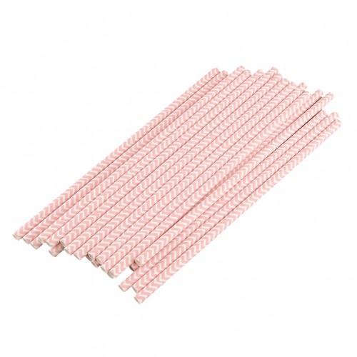 OEM - 25 Pcs Chevron Striped Paper Drinking Straws For Wedding Birthday Bar Pink