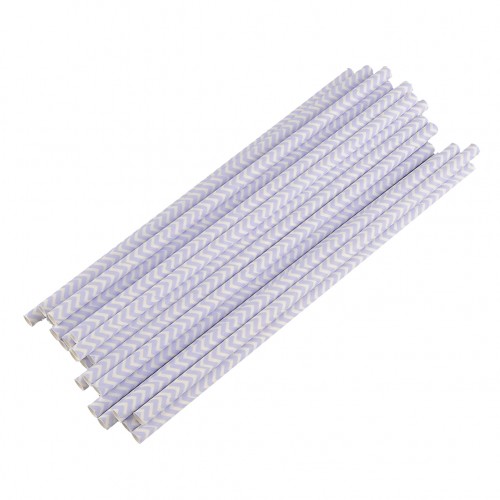 OEM - 25 Pcs Chevron Striped Paper Drinking Straws For Wedding Birthday Bar Purple