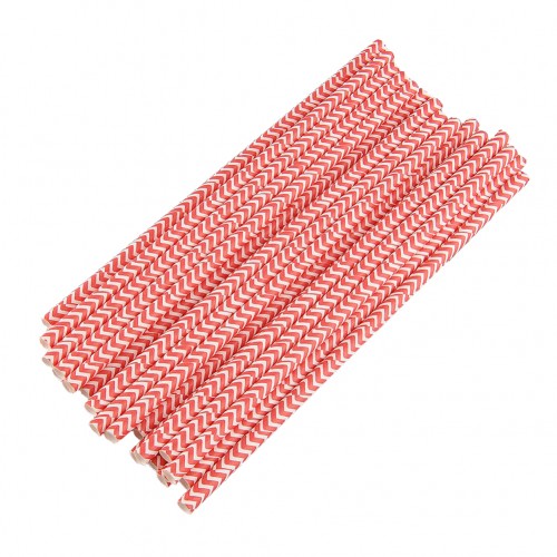 OEM - 25 Pcs Chevron Striped Paper Drinking Straws For Wedding Birthday Bar Red