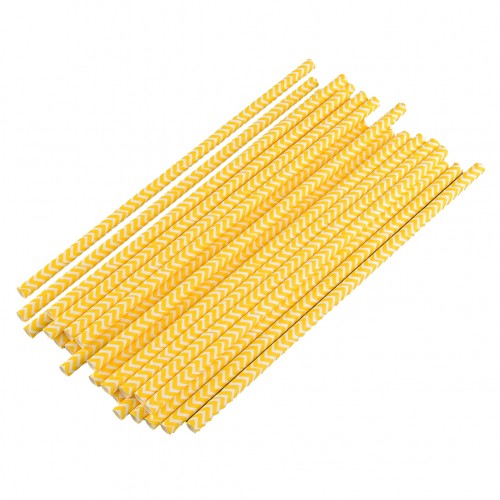 OEM - 25 Pcs Chevron Striped Paper Drinking Straws For Wedding Birthday Bar Yellow