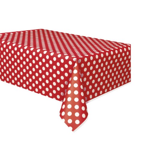 LAIMI - Polka Dots Spots Rectangle Plastic Tablecover Table Cloth Party Supplies Wedding Red