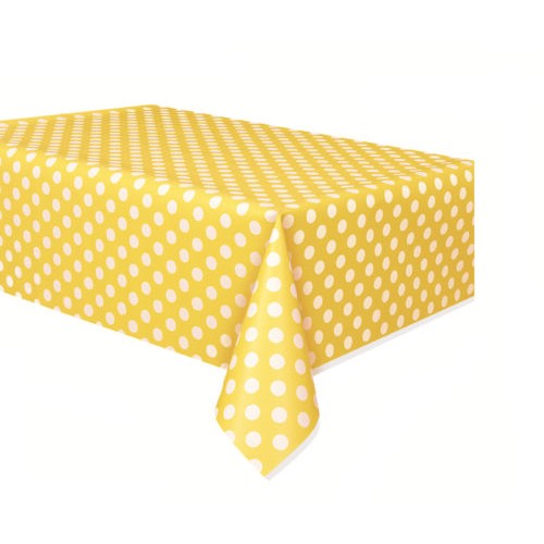 LAIMI - Polka Dots Spots Rectangle Plastic Tablecover Table Cloth Party Supplies Wedding Yellow