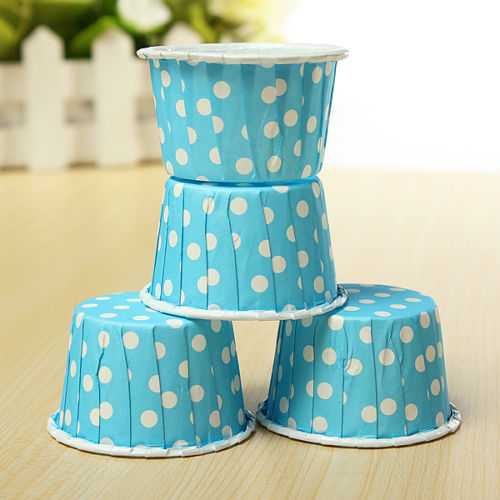 CHARM - 20 Pcs Paper Cake Liners Baking Cupcake Cases Muffin Colorful Wave Point Blue