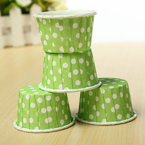 CHARM - 20 Pcs Paper Cake Liners Baking Cupcake Cases Muffin Colorful Wave Point Green