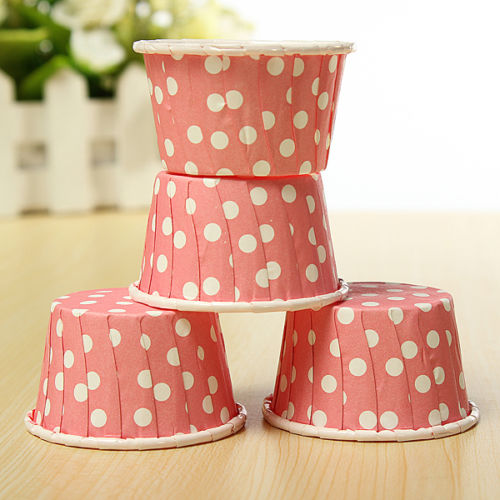 CHARM - 20 Pcs Paper Cake Liners Baking Cupcake Cases Muffin Colorful Wave Point Pink