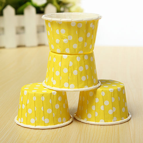 CHARM - 20 Pcs Paper Cake Liners Baking Cupcake Cases Muffin Colorful Wave Point Yellow