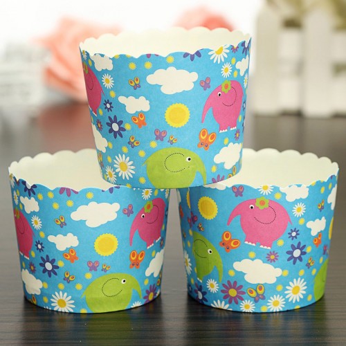 CHARM - 50 Pcs Xmas Paper Cake Cup Cupcake Cases Baking Muffin Dessert Party Blue Animal