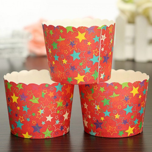 CHARM - 50 Pcs Xmas Paper Cake Cup Cupcake Cases Baking Muffin Dessert Party Colorful