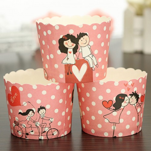 CHARM - 50 Pcs Xmas Paper Cake Cup Cupcake Cases Baking Muffin Dessert Party Cycling Couple