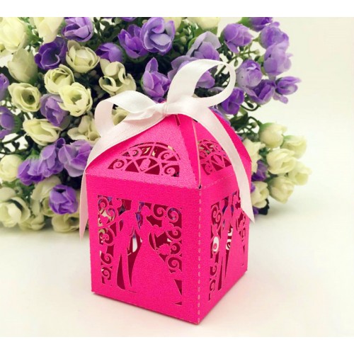 OEM - 50 Pcs Bride Wedding Box In Pearlescent Paper Party Show Candy Rose