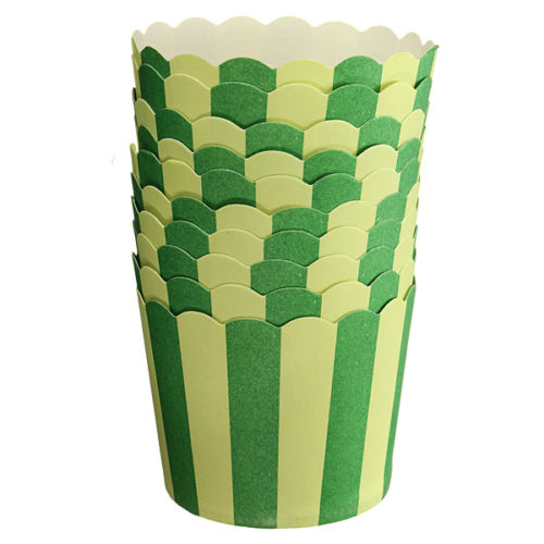 CHARM - 50 Pcs Cupcake Baking Paper Cup Muffin Cases Stripe Liners Home Wedding Party Green Strips