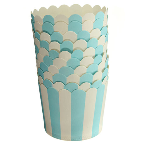 CHARM - 50 Pcs Cupcake Baking Paper Cup Muffin Cases Stripe Liners Home Wedding Party Blue Strips