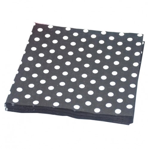 AURELIA - 60 Pcs Lot 2 Layer Mix Polka Dot Wedding Paper Napkin Supplies Party Black