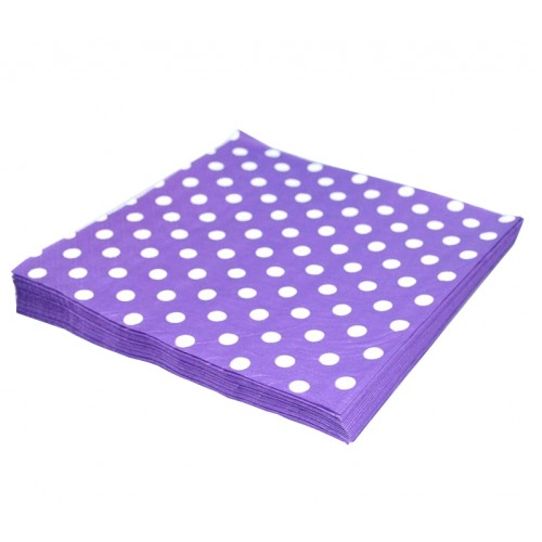 AURELIA - 60 Pcs Lot 2 Layer Mix Polka Dot Wedding Paper Napkin Supplies Party Purple