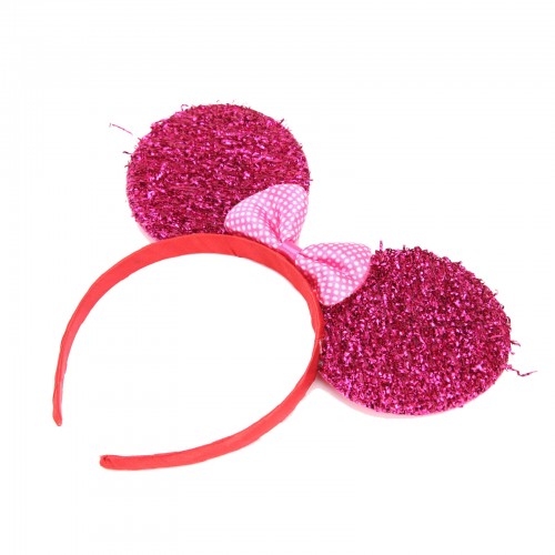 LX - Mickey Minnie Mouse Ears Headbands Glitter Sequin Bows Xmas Party Favors Red