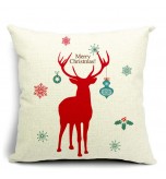 LX - New Year Xmas Home Decor Cotton Cushion Cover Throw Sofa Pillow 17 Inch Deer Red
