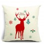 LX - New Year Xmas Home Decor Cotton Cushion Cover Throw Sofa Pillow 17 Inch Deer Red