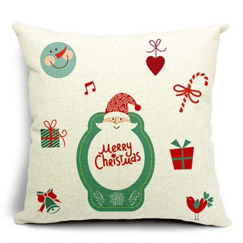 LX - New Year Xmas Home Decor Cotton Cushion Cover Throw Sofa Pillow 17 Inch Father Christmas