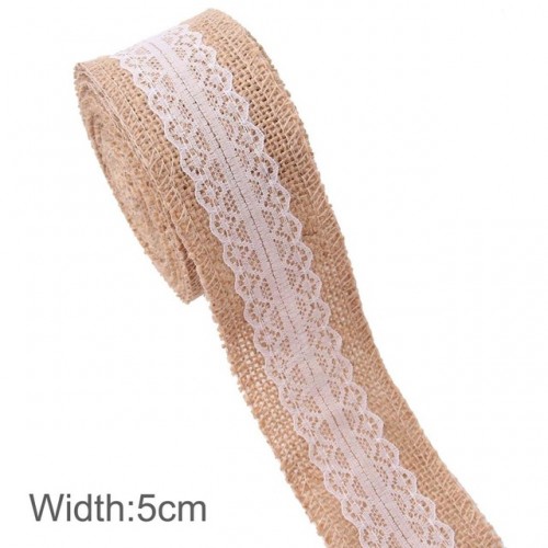 FENGRISE - Burlap Ribbon 5M Vintage Wedding Centerpieces Decoration