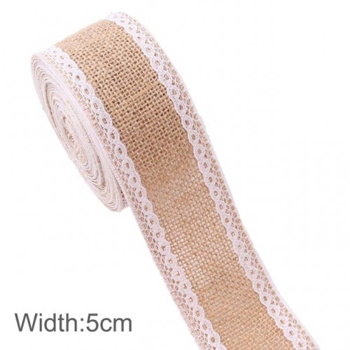 FENGRISE - Burlap Ribbon 5M Vintage Wedding Centerpieces Decoration