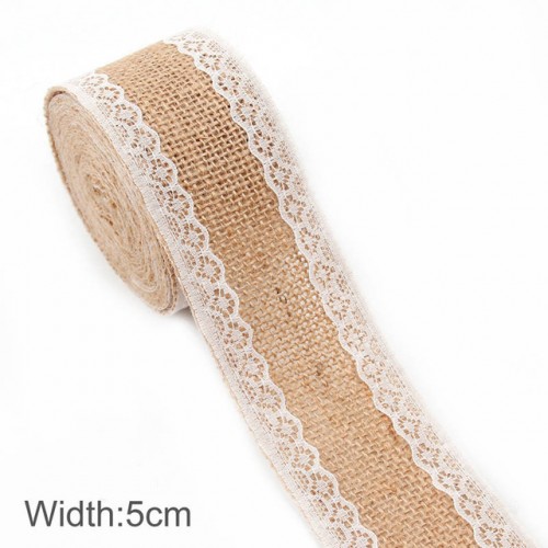 FENGRISE - Burlap Ribbon 5M Vintage Wedding Centerpieces Decoration