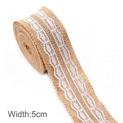 FENGRISE - Burlap Ribbon 5M Vintage Wedding Centerpieces Decoration