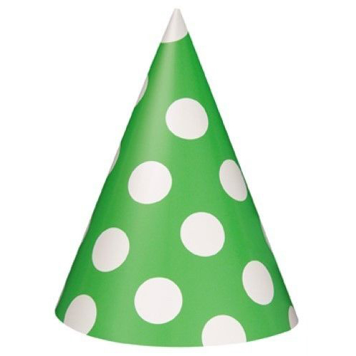 DREAMY - Polka Dots 8 Cone Hats Spots Decoration Birthday Celebration Party Green