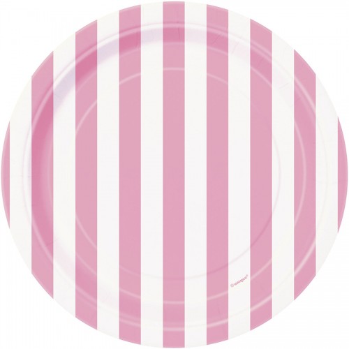 LAIMI - Stripes 8 Round Paper Plates Decoration Birthday Party Purple