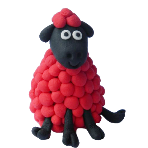 OURLOVE - 3d Sheep Cake Decoration Farm Barnyard Topper Shaun Animal Baby Red